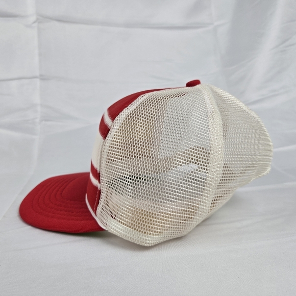 Vintage Mesh Rope Trucker Snapback Hat Red and White - Picture 4 of 7